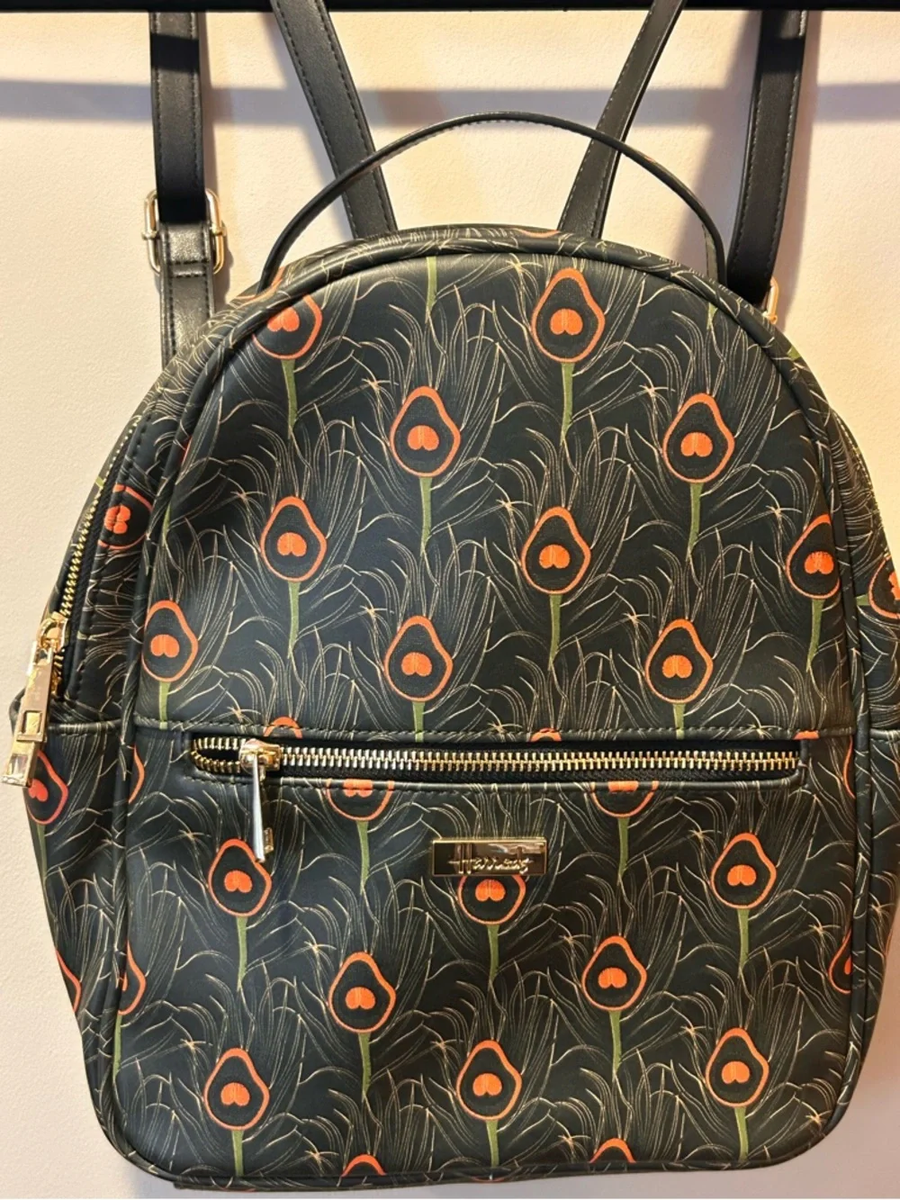 Harrods Backpack NWOT Peacock Feather Green Adjustable Pockets Travel Statement